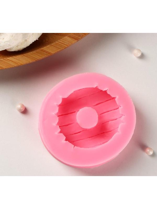 Силиконовый молд Доляна «Пончик с глазурью», d=6 см, цвет розовый