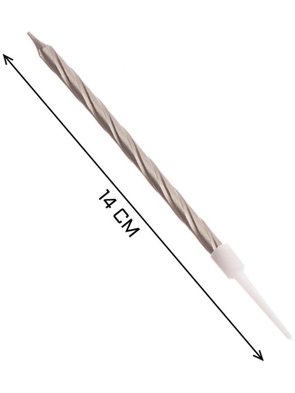 Свечи в торт витые с подставкой, 6 шт, 14 см, шампань