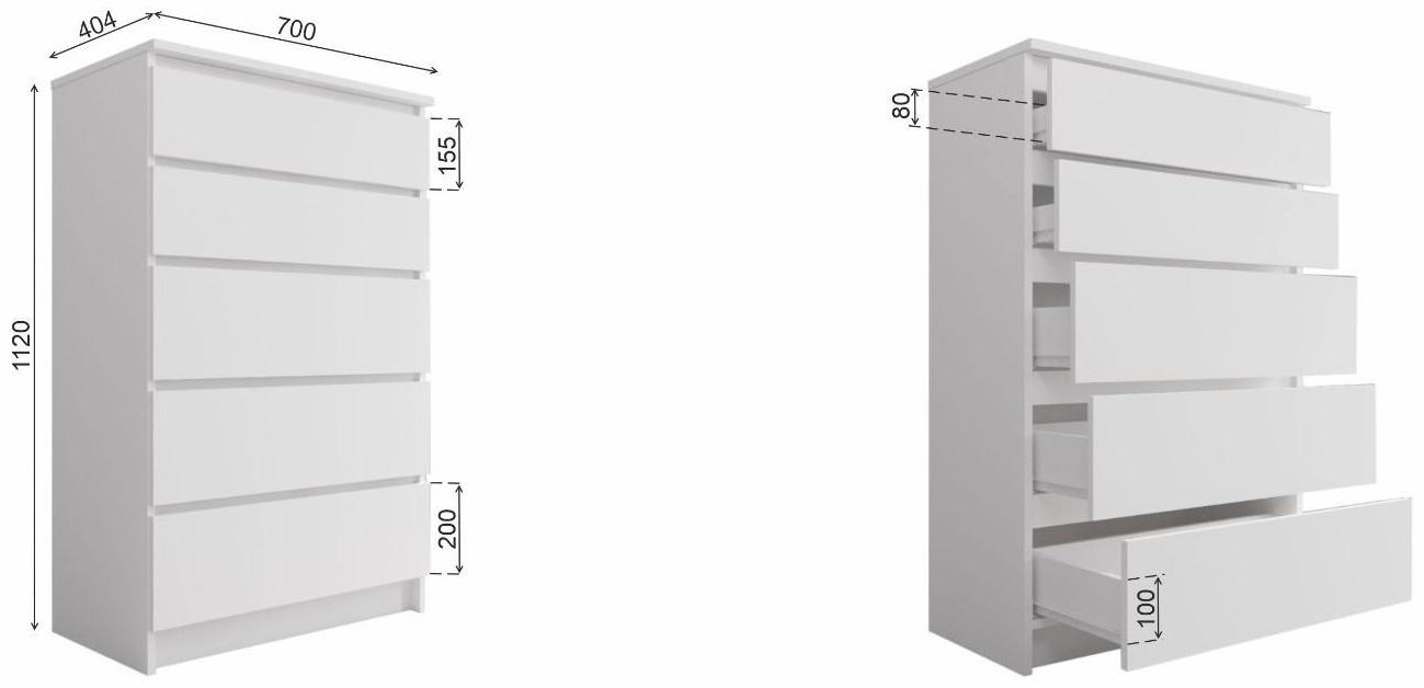 Комод Мори 704х404х1120 белый