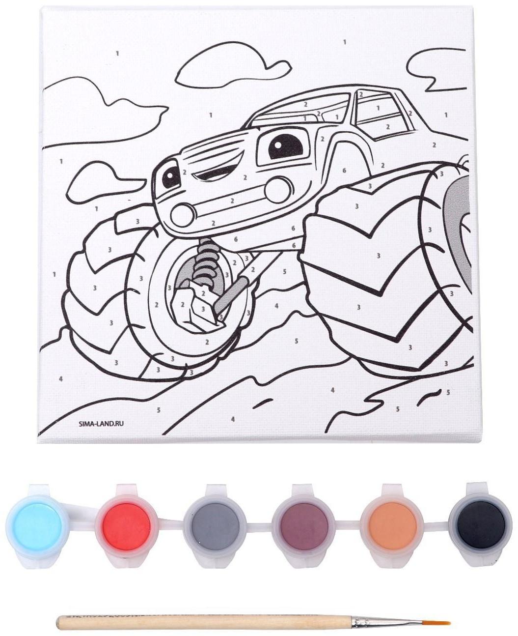 Картина по номерам на подставке «Крутая тачка» 15х15 см