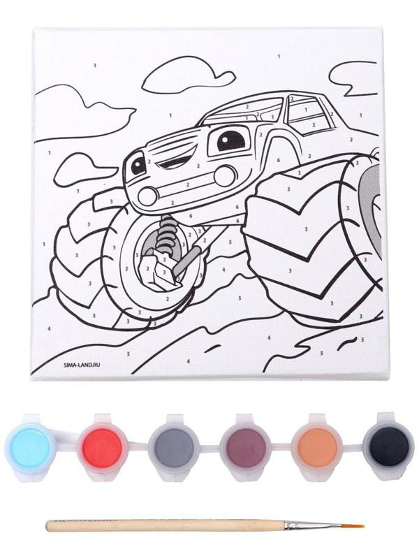 Картина по номерам на подставке «Крутая тачка» 15х15 см