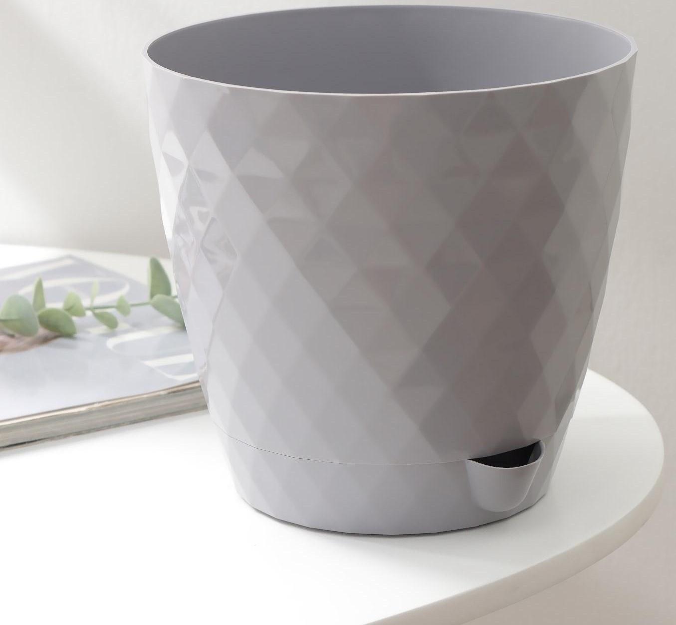 Горшок для цветов с прикорневым поливом «Румба», 3 л, цвет серый