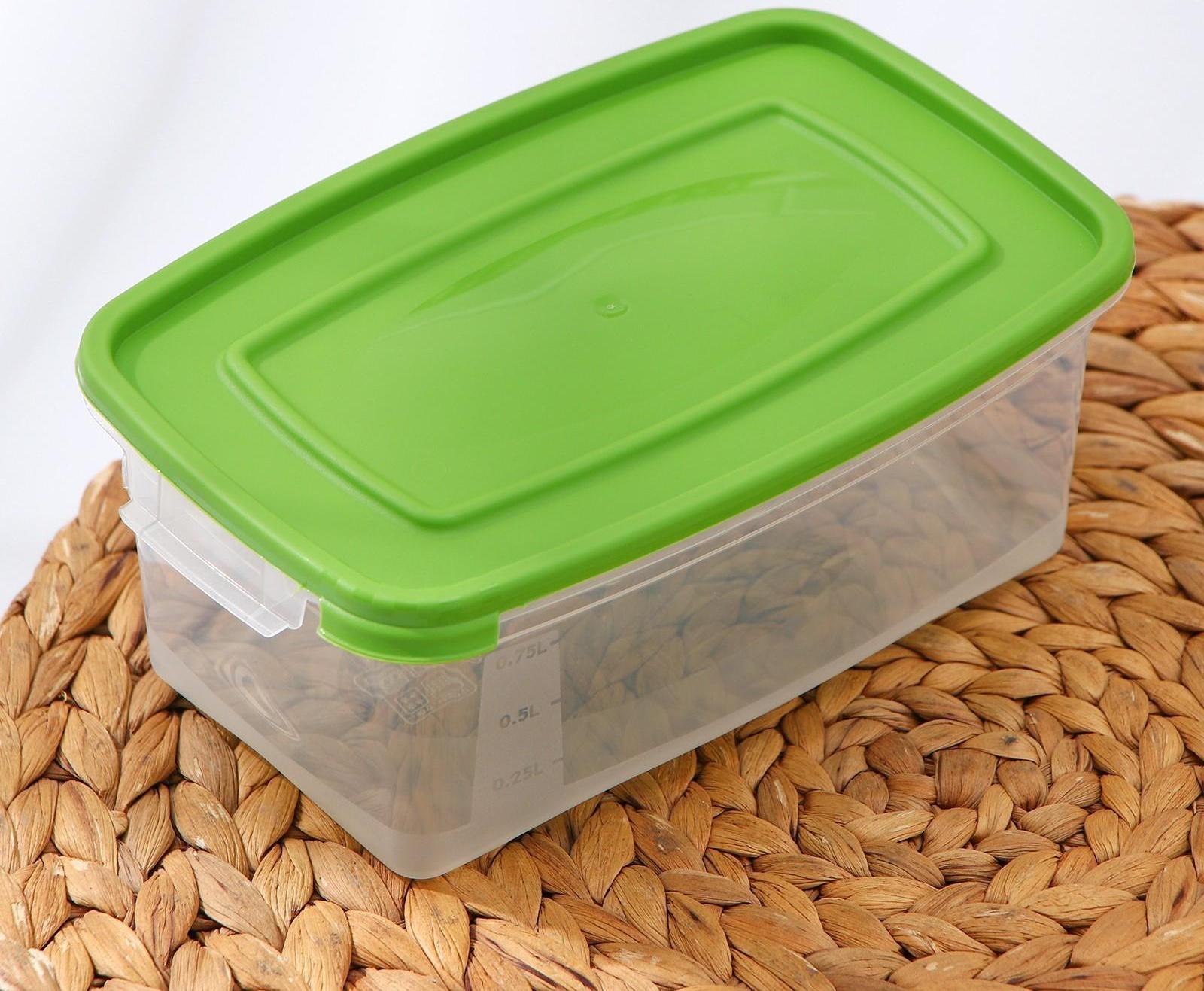 Набор контейнеров пищевых RICCO, 3 шт: 1 л, 18,5×12×7 см, прямоугольные, цвет зелёный