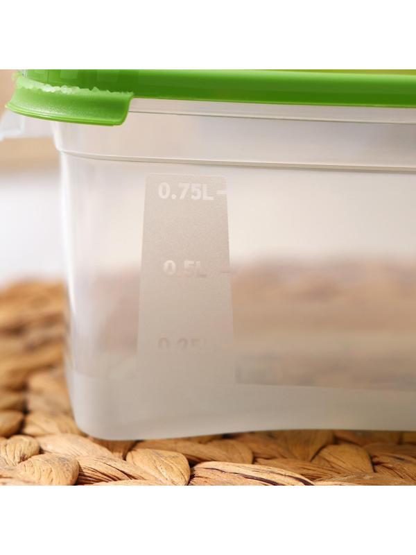 Набор контейнеров пищевых RICCO, 3 шт: 1 л, 18,5×12×7 см, прямоугольные, цвет зелёный