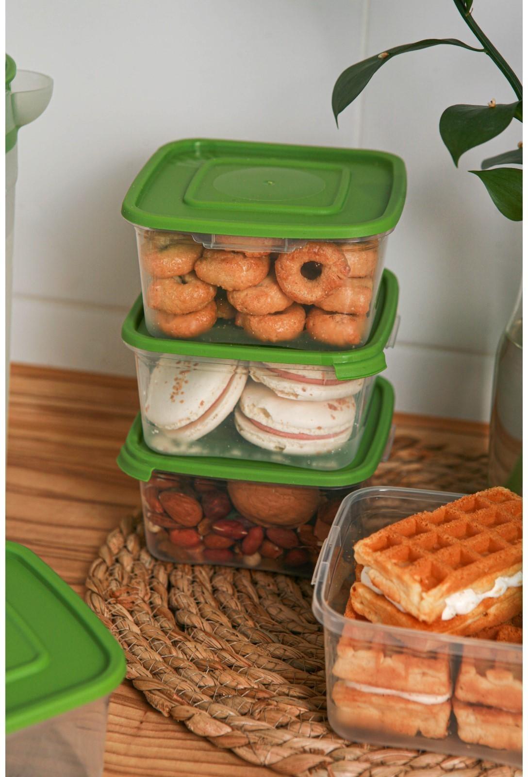 Набор контейнеров пищевых RICCO, 5 шт, 460 мл, 11×11×11 см, квадратные, цвет зелёный