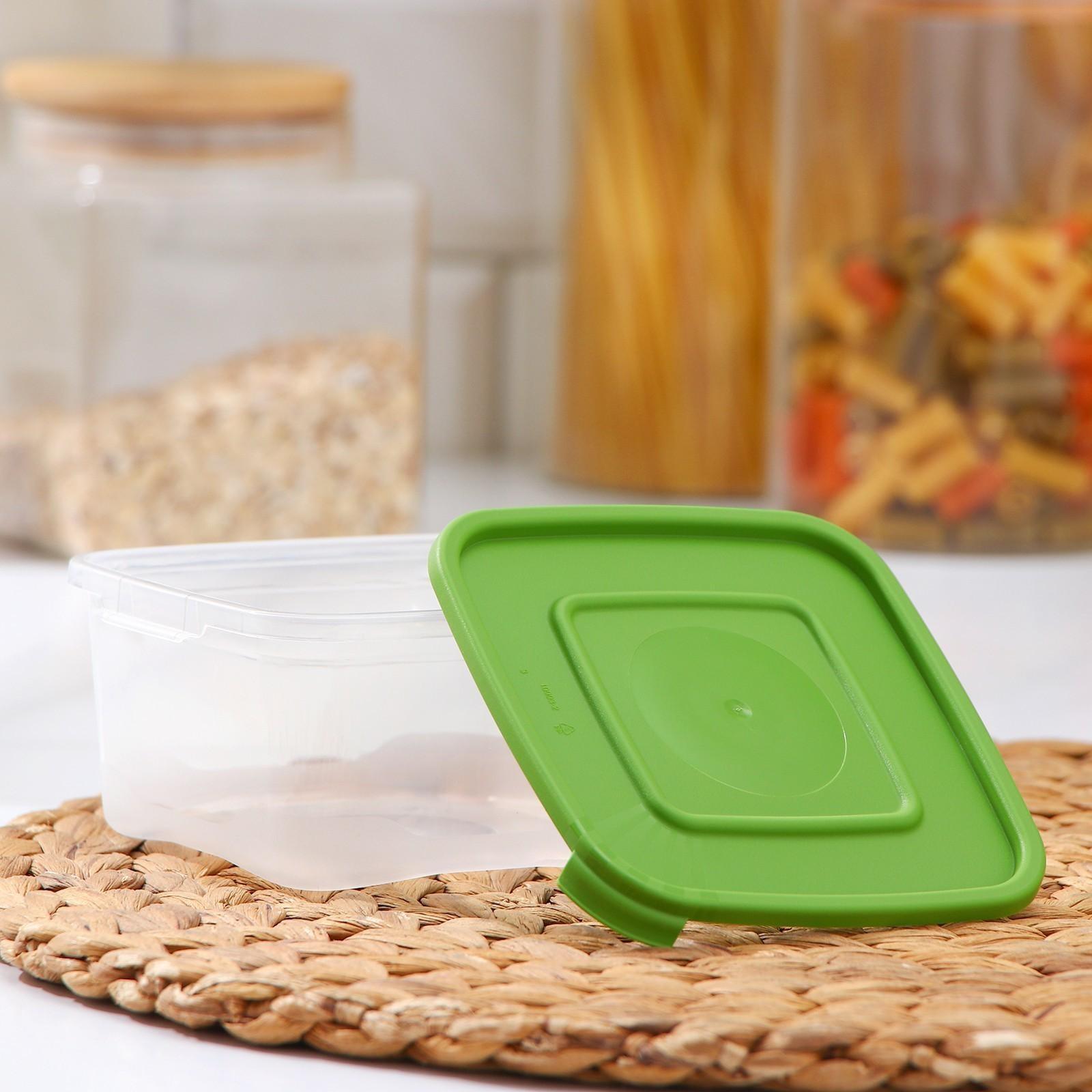 Набор контейнеров пищевых RICCO, 5 шт, 460 мл, 11×11×11 см, квадратные, цвет зелёный