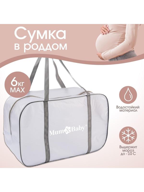 Сумка для роддома 30х50х25 ПВХ «Речной песок». цвет серый