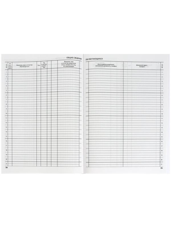 Классный журнал для 5-11 классов А4, 96 листов, твёрдая обложка, белый блок