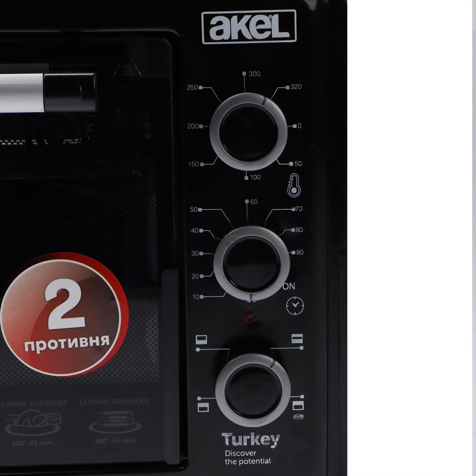 Мини-печь AKEL AF-740, 1300 Вт, 36 л, чёрная