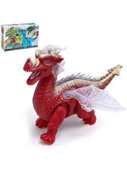Динозавр «Дракон», работает от батареек, световые и звуковые эффекты, цвет красный