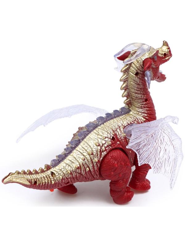 Динозавр «Дракон», работает от батареек, световые и звуковые эффекты, цвет красный