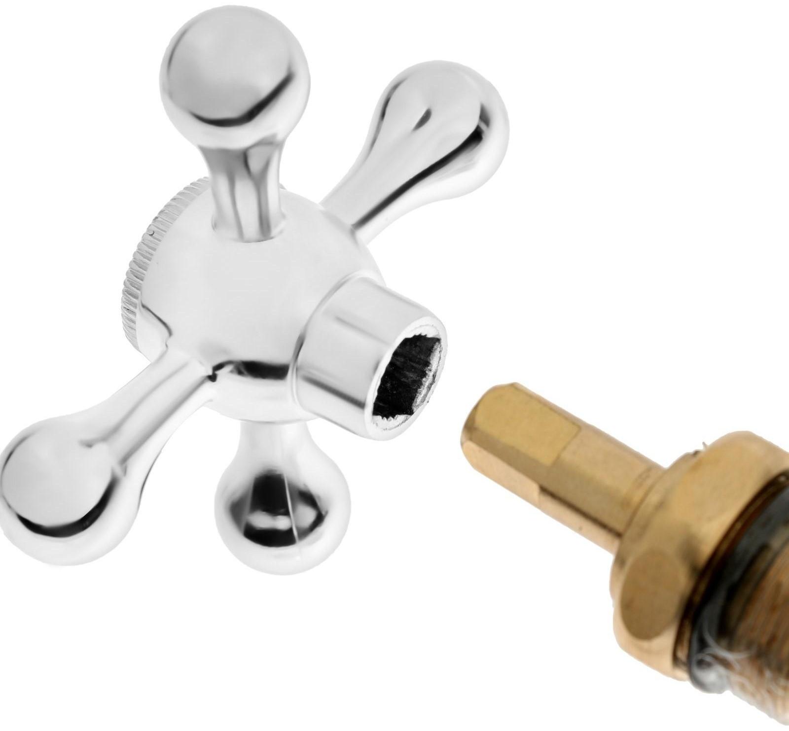 Ручка на смеситель ZEIN Z101, для кран-букс со штоком на 20 шлицов, цинк, 2шт, хром