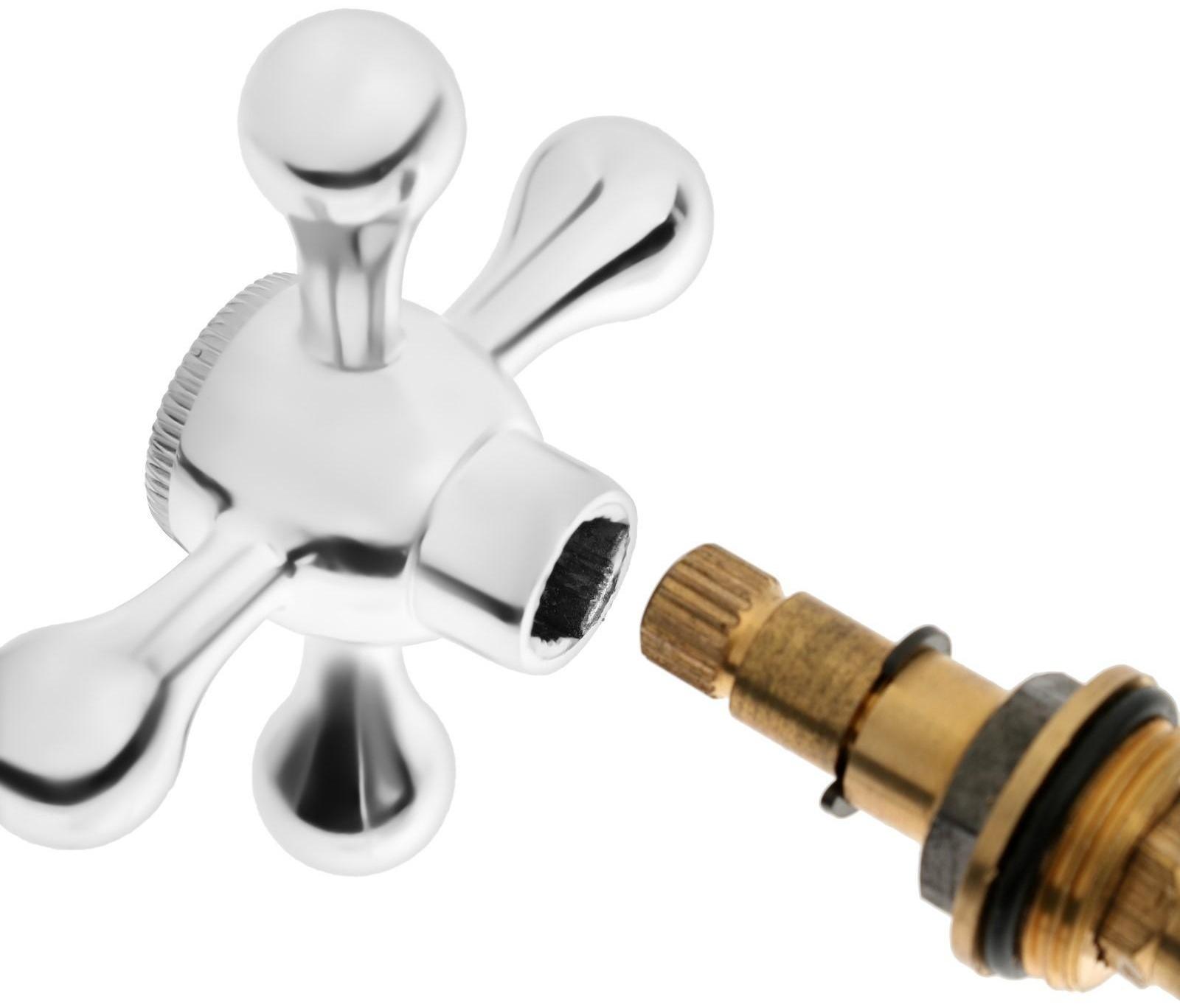 Ручка на смеситель ZEIN Z101, для кран-букс со штоком на 20 шлицов, цинк, 2шт, хром