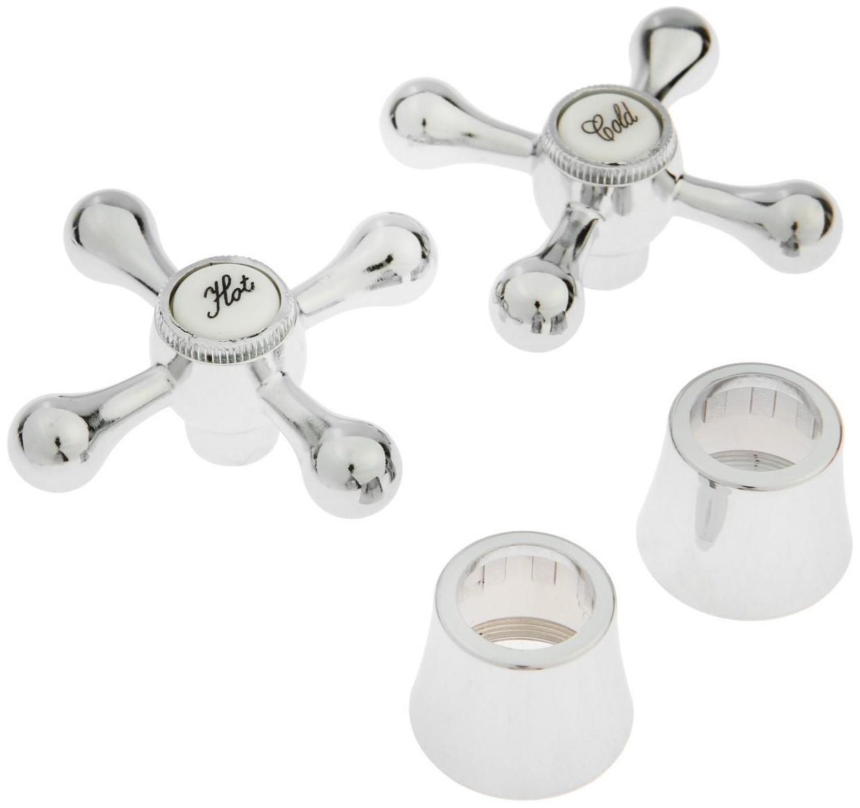 Ручка на смеситель ZEIN Z101, для кран-букс со штоком на 20 шлицов, цинк, 2шт, хром