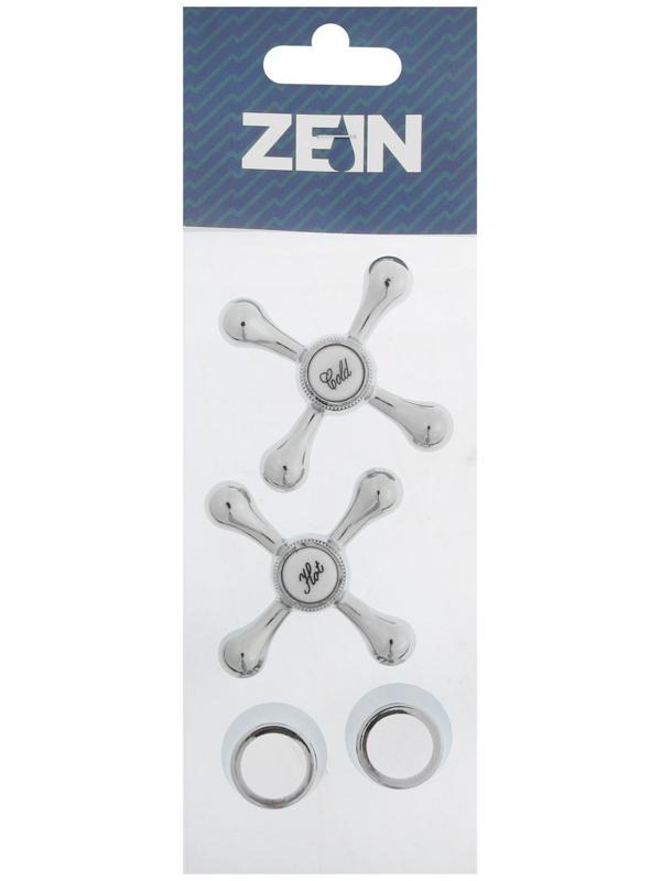 Ручка на смеситель ZEIN Z101, для кран-букс со штоком на 20 шлицов, цинк, 2шт, хром