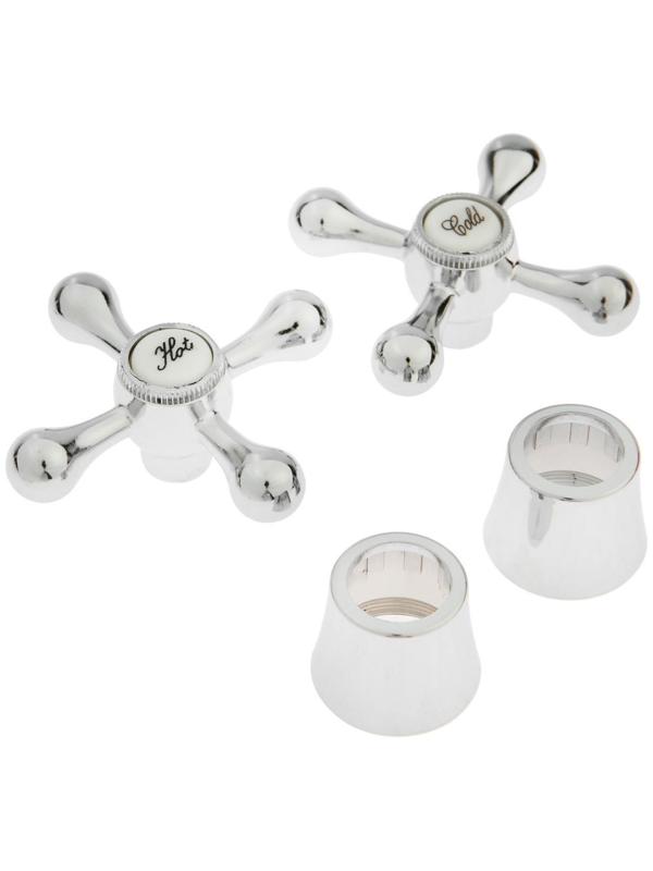 Ручка на смеситель ZEIN Z101, для кран-букс со штоком на 20 шлицов, цинк, 2шт, хром