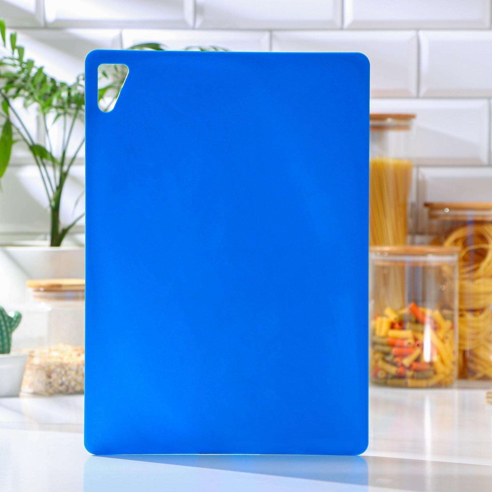 Доска разделочная «Эко», 34×24×0,2 см, прямоугольная, цвет голубой