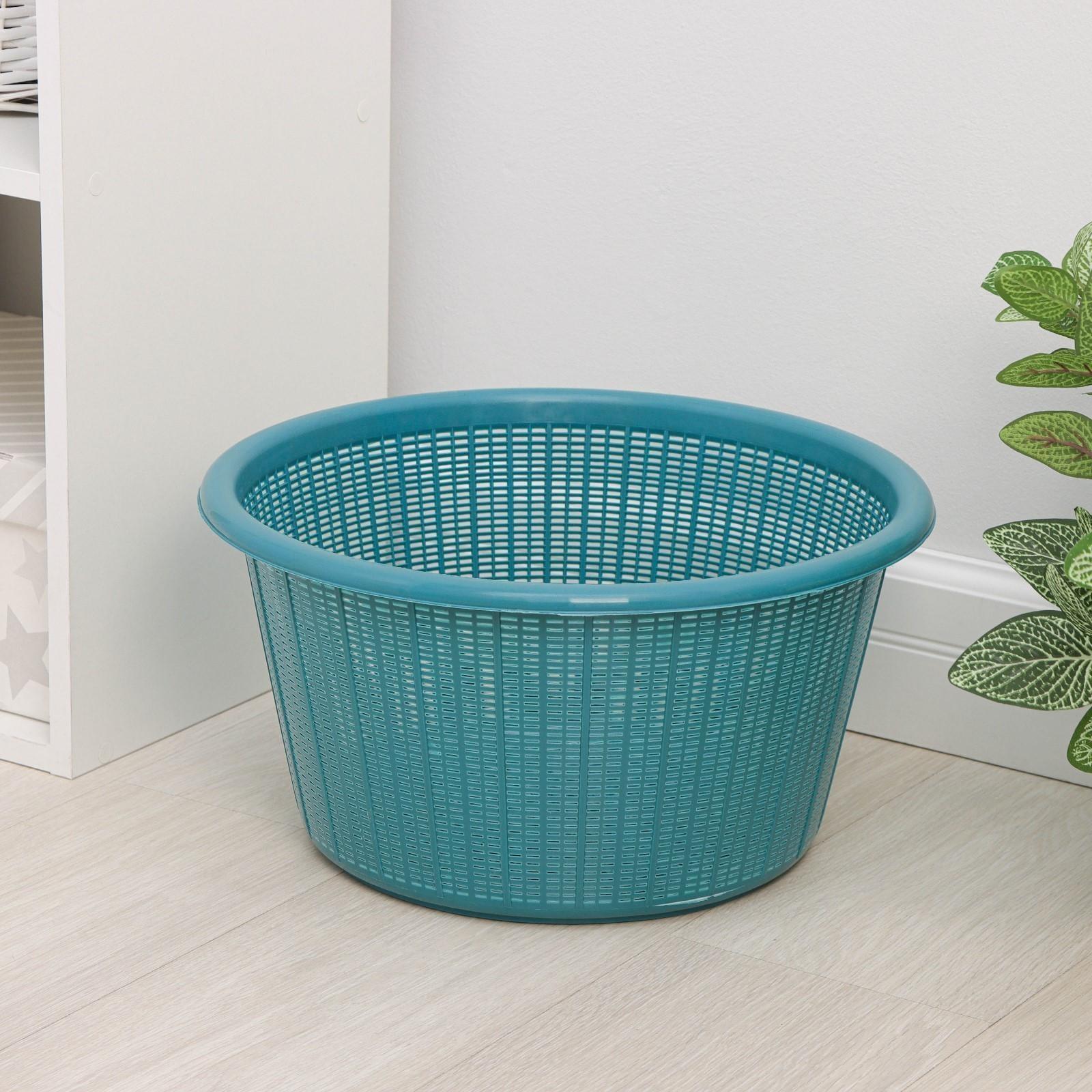 Корзина для белья без крышки, 22 л, d=37 см, h=21 см, цвет микс