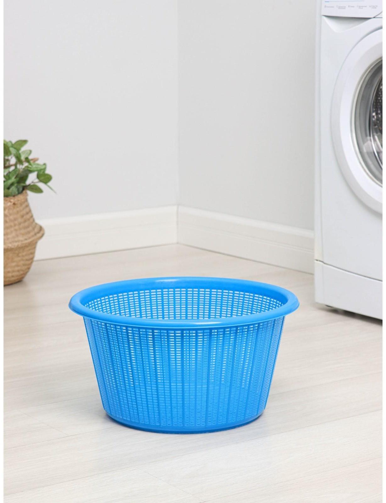 Корзина для белья без крышки, 22 л, d=37 см, h=21 см, цвет микс