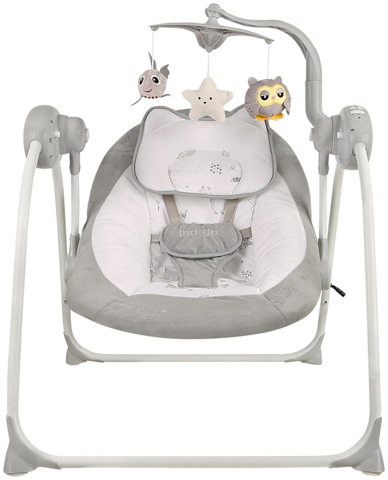 Электронные качели STAR, серый, с адаптером, п/у, 12мелодий., 5 скоростей, москитка