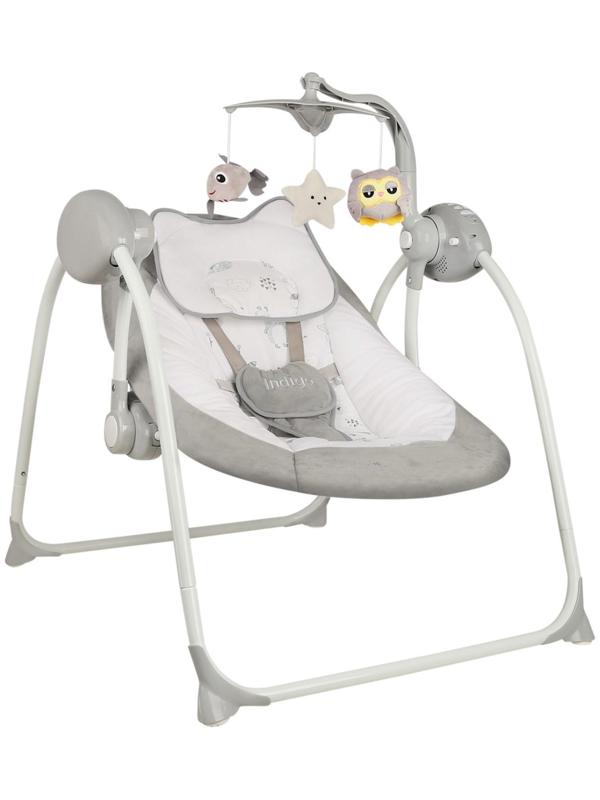 Электронные качели STAR, серый, с адаптером, п/у, 12мелодий., 5 скоростей, москитка