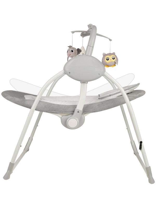 Электронные качели STAR, серый, с адаптером, п/у, 12мелодий., 5 скоростей, москитка