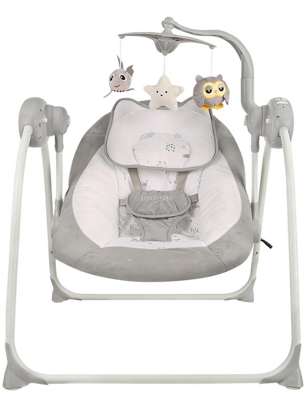 Электронные качели STAR, серый, с адаптером, п/у, 12мелодий., 5 скоростей, москитка