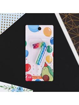 Свеча в торт цифра «7», разноцветная