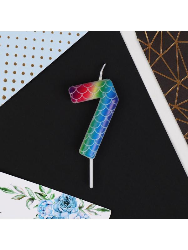 Свеча в торт цифра «7», разноцветная