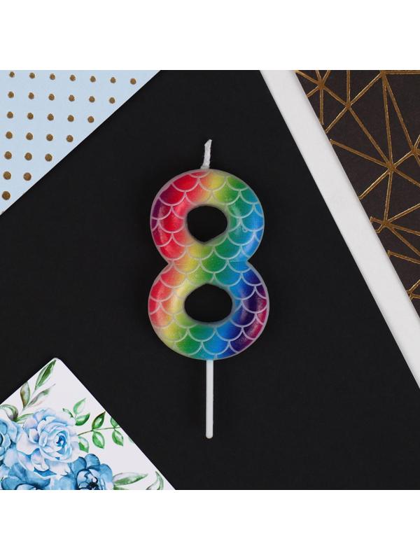Свеча в торт цифра «8», разноцветная