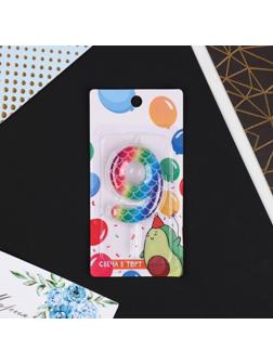 Свеча в торт цифра «9», разноцветная