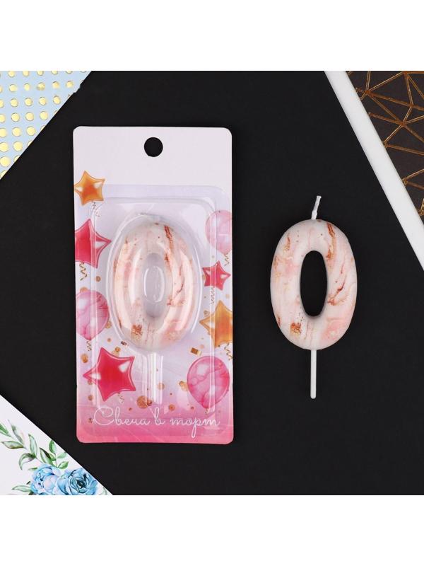 Свеча-цифра в торт «0», мрамор