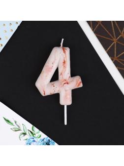 Свеча-цифра в торт «4», мрамор