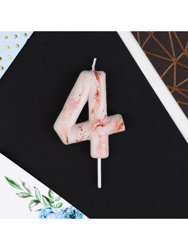 Свеча-цифра в торт «4», мрамор