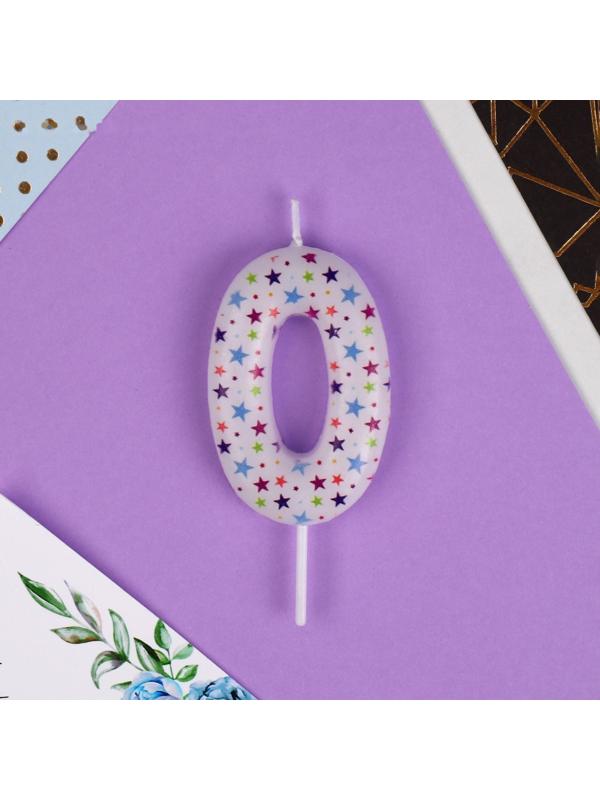 Свеча в торт цифра «0», звёздочки