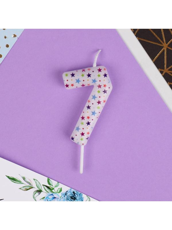 Свеча в торт цифра «7», звёздочки