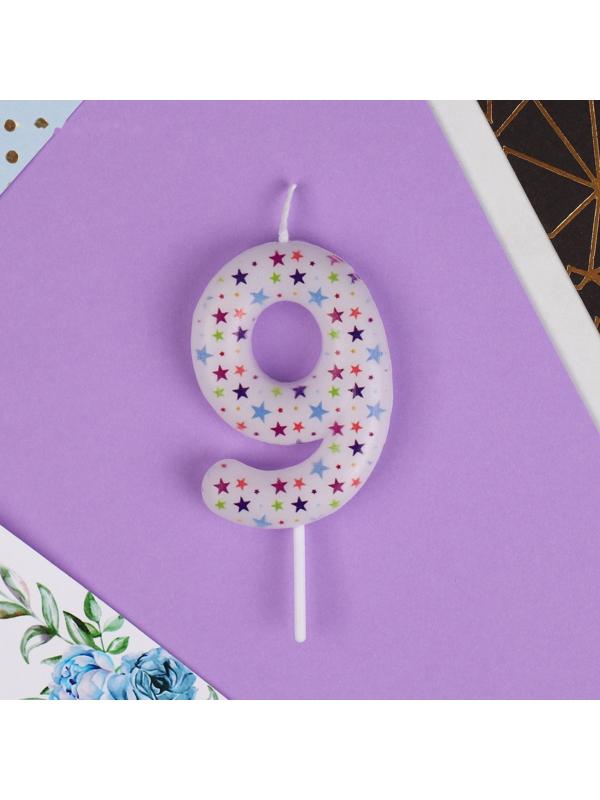 Свеча в торт цифра «9», звёздочки