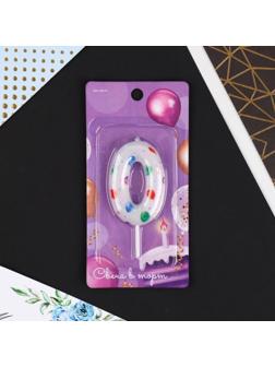 Свеча в торт цифра «0», с шарами