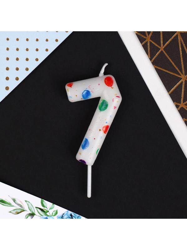 Свеча в торт цифра «7», с шарами