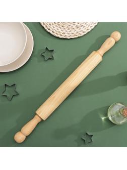 Скалка с вращающимися ручками, 50×4,2 см, бук