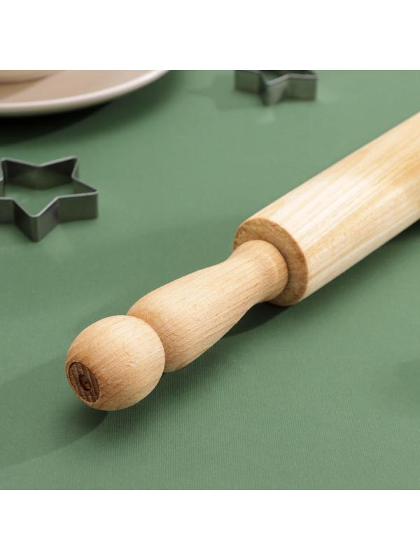 Скалка с вращающимися ручками, 50×4,2 см, бук