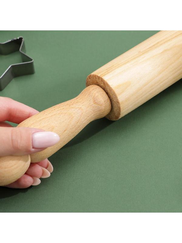 Скалка с вращающимися ручками, 50×4,2 см, бук