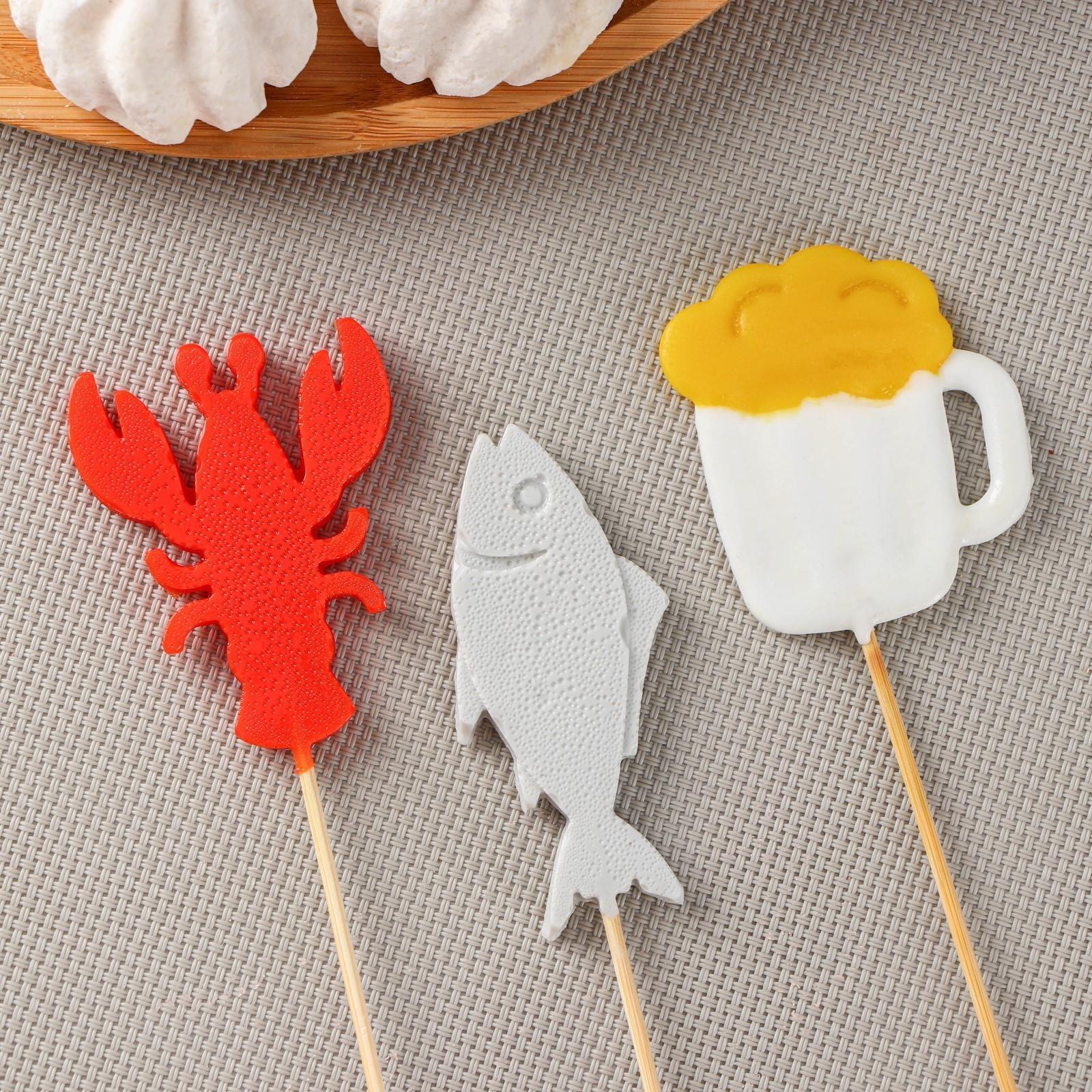 Силиконовая форма «Пивной набор», 13,5×8,5×0,9 см, рыба 7,5×3 см, кружка 6×5 см, рак 6,5×5 см, цвет прозрачный