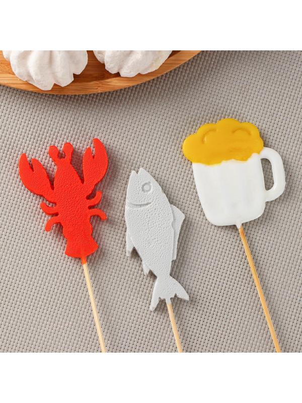 Силиконовая форма «Пивной набор», 13,5×8,5×0,9 см, рыба 7,5×3 см, кружка 6×5 см, рак 6,5×5 см, цвет прозрачный