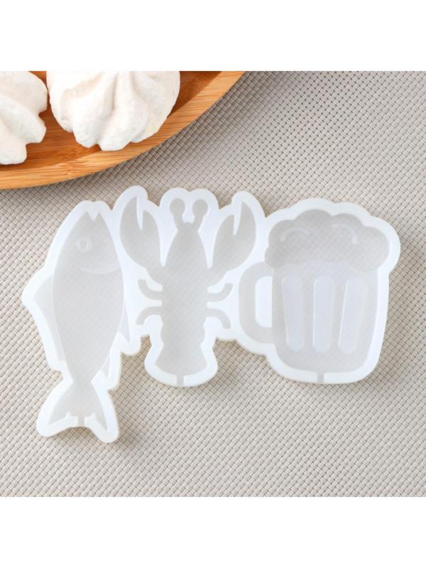 Силиконовая форма «Пивной набор», 13,5×8,5×0,9 см, рыба 7,5×3 см, кружка 6×5 см, рак 6,5×5 см, цвет прозрачный