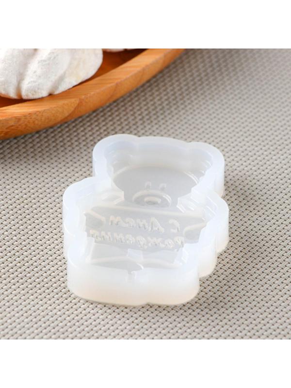 Силиконовая форма «Мишка с табличкой», 7,5×6,8 см, 7×5 см, цвет прозрачный