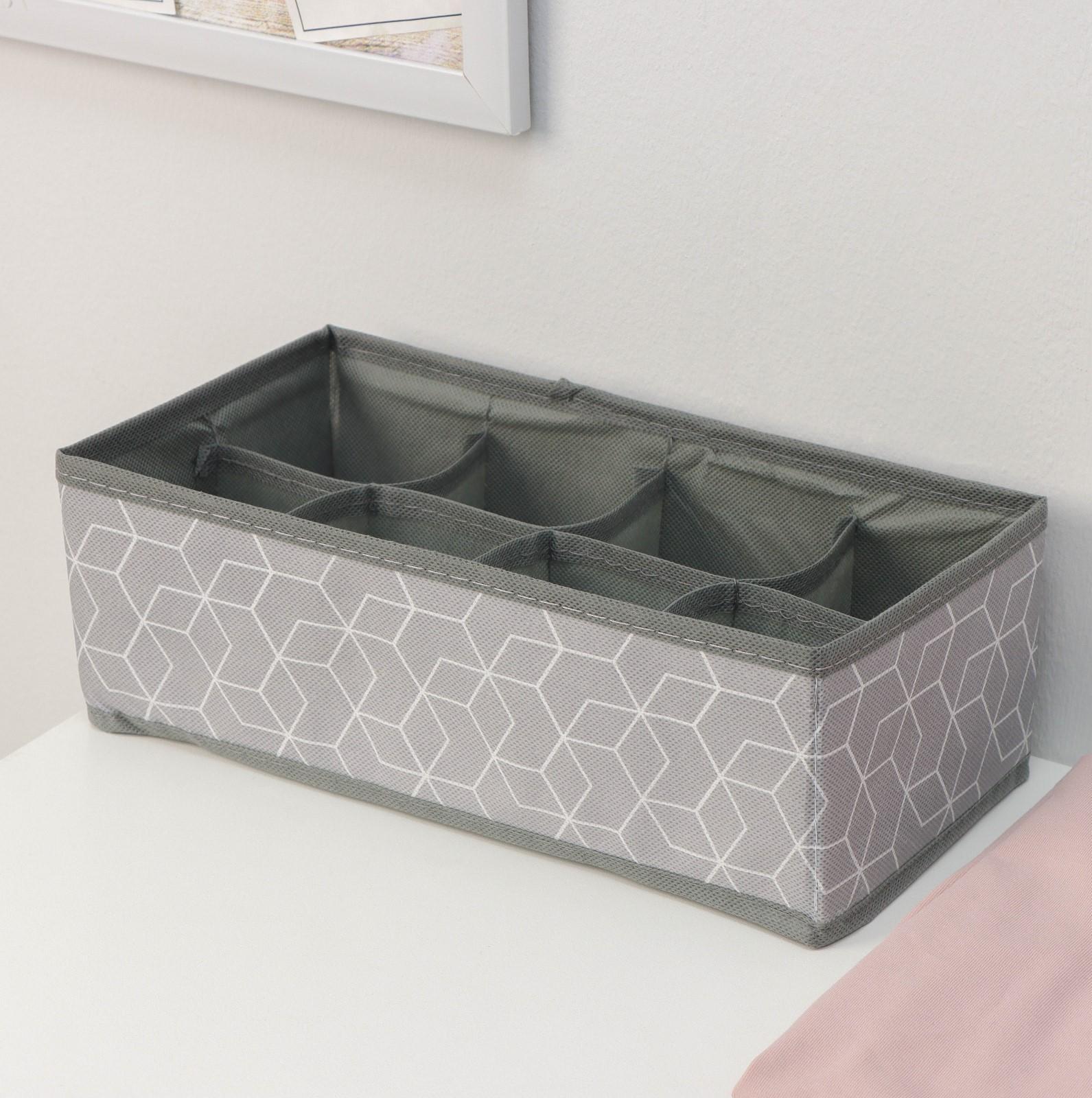 Органайзер для хранения белья Доляна «Фора», 8 отделений, 28×14×10 см, цвет серый