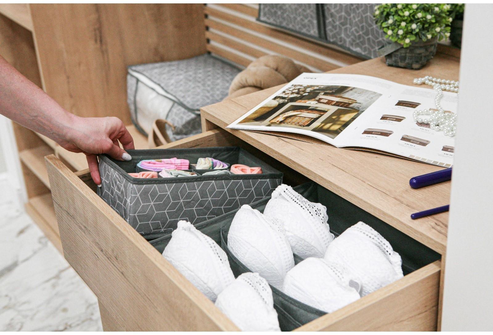 Органайзер для хранения белья Доляна «Фора», 8 отделений, 28×14×10 см, цвет серый