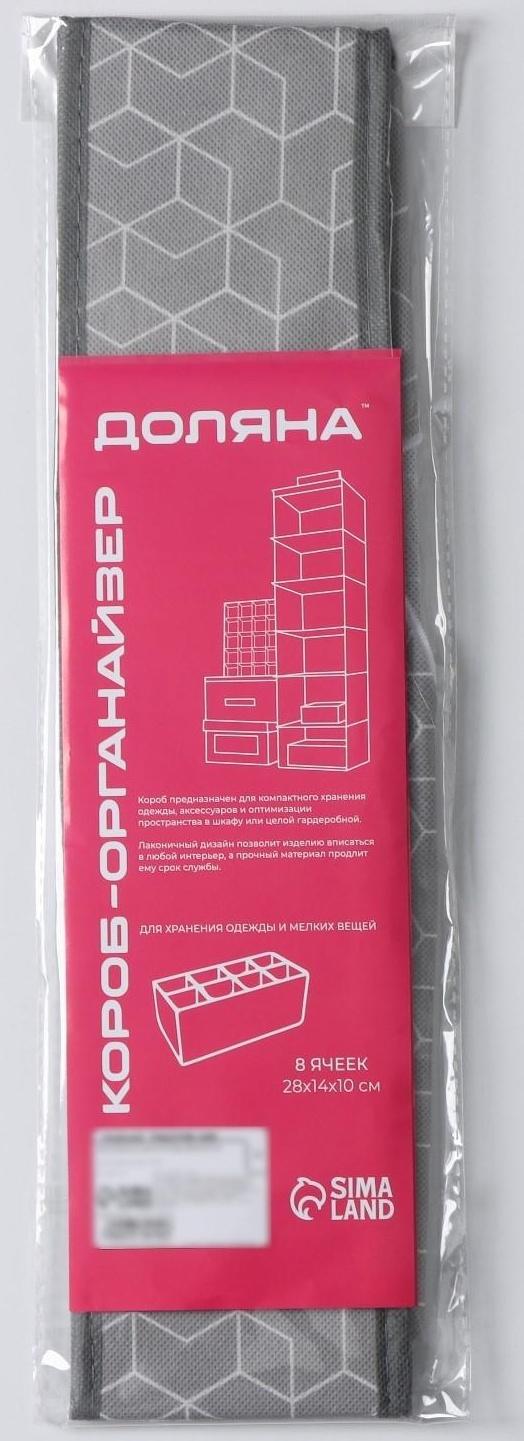 Органайзер для хранения белья Доляна «Фора», 8 отделений, 28×14×10 см, цвет серый