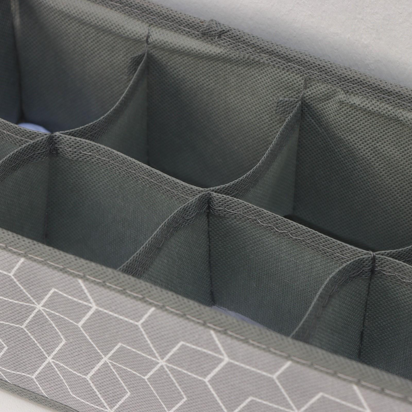 Органайзер для хранения белья Доляна «Фора», 8 отделений, 28×14×10 см, цвет серый